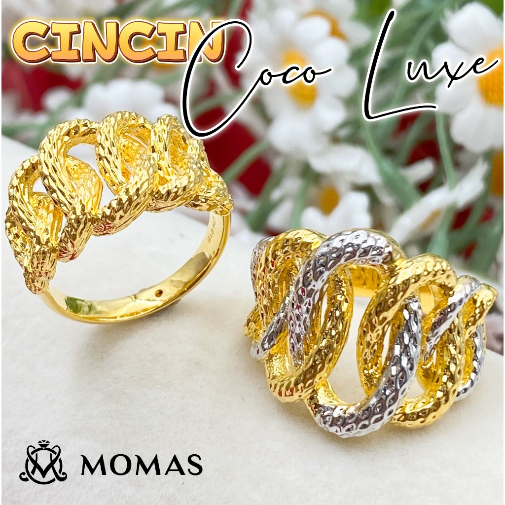 MOMAS CINCIN COCO LUXE 5D Emas 916 Original Cincin Emas 916 Tulen Cincin Bajet Emas 916 Cincin Murah Emas Original