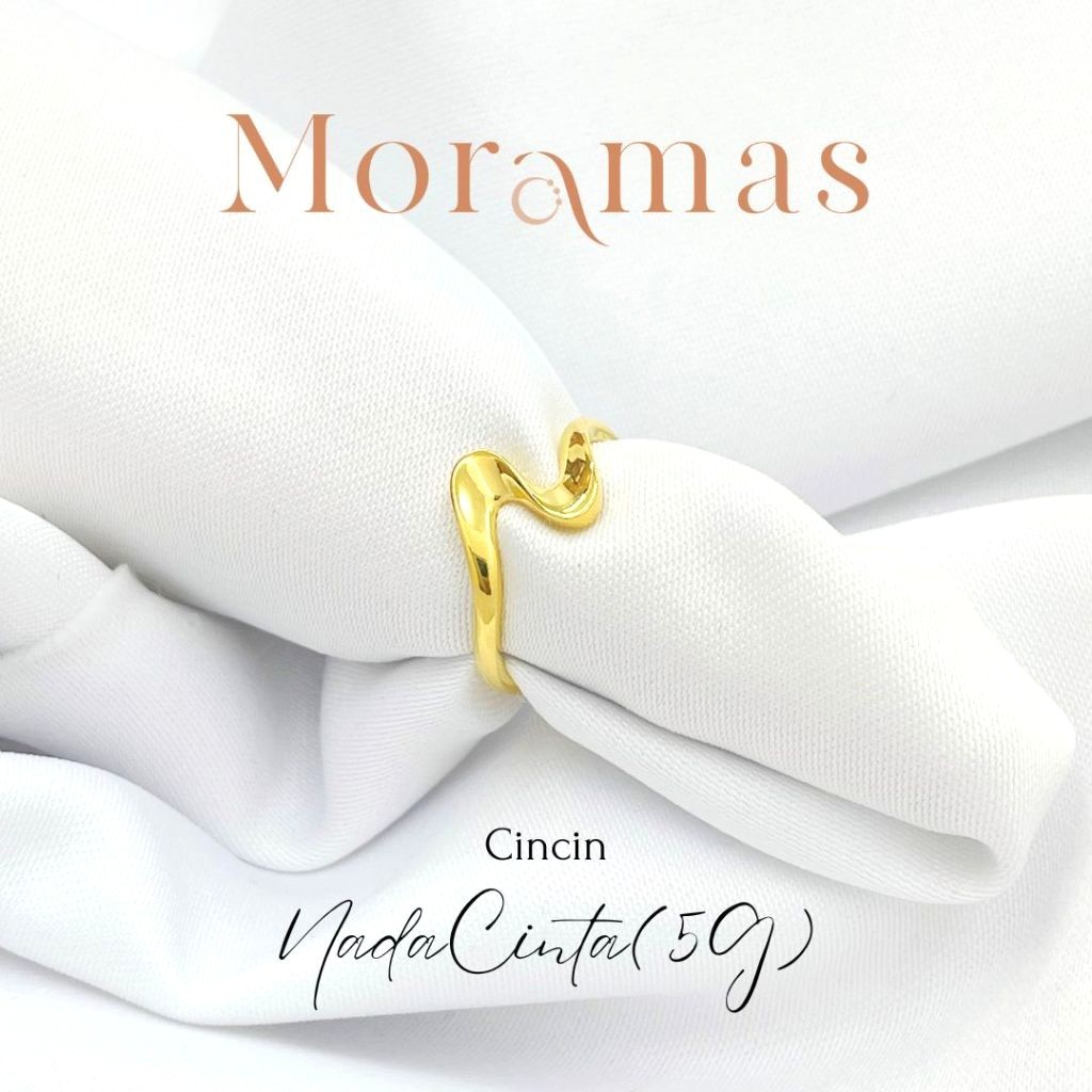 Moramas (5G) Hollow LOVE TONE Ring 916 Gold/Cincin (5G) NADA CINTA Kosong Emas 916/爱的语气时尚戒子916金