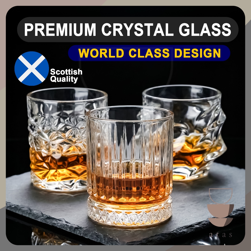 ATAS SCOTTISH Whiskey Glass Whisky Glasses Cup Bar Liquor Brandy Cocktail Rock Crystal 威士忌玻璃杯 色酒杯
