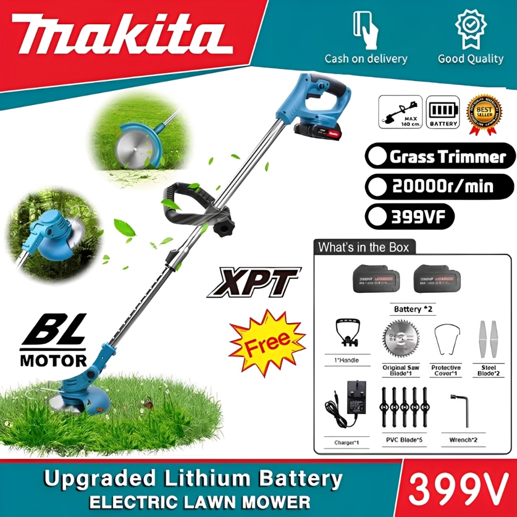 Makita Mesin Rumput Bateri Cordless Grass Cutter Mesin Potong Rumput Elektrik Trimmer Rumput Bateri