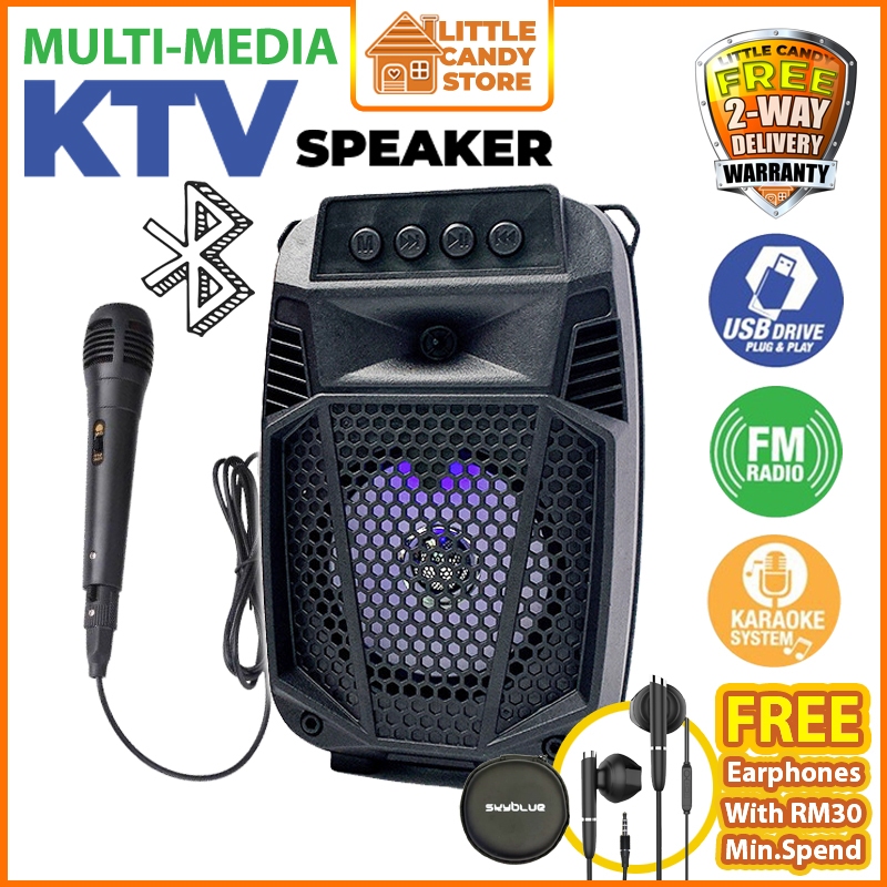 Portable USB Bluetooth KTV Speaker Super Bass Audio Home Party Karaoke Wireless Player With FM/TF/Microphone Slot