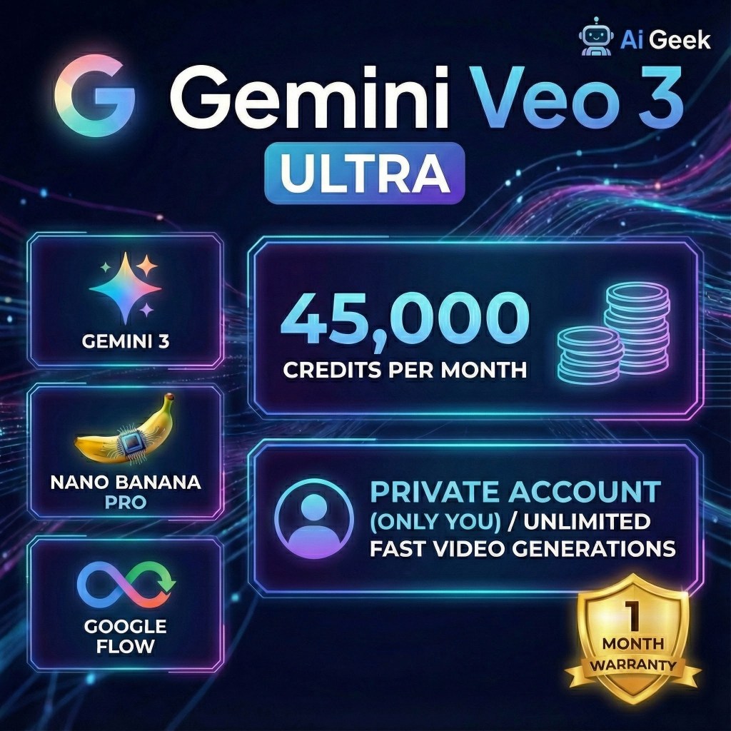 🔥Promo GEMINI GOOGLE VEO 3 AI DAN FLOW AI (45,000 Credits) Nano Banana Pro (AKAUN)