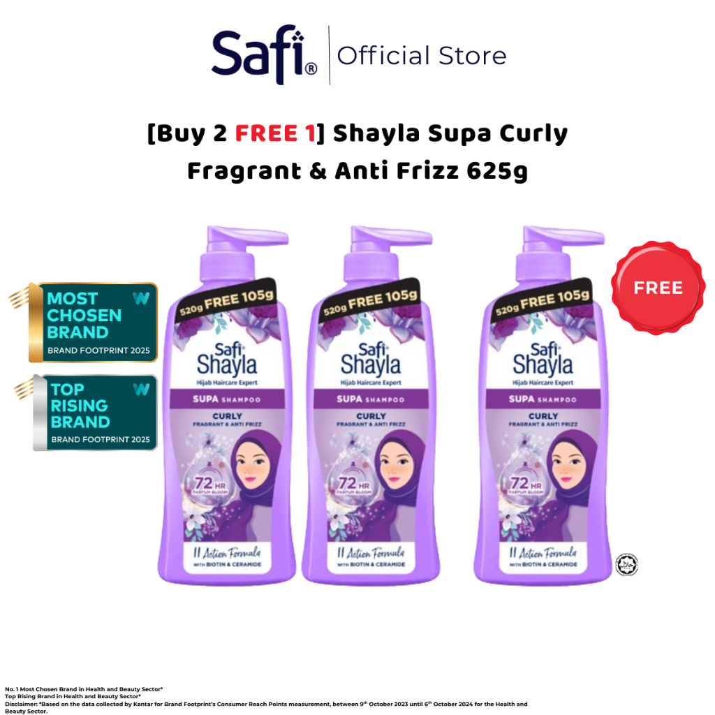 [Buy 2 Free 1] SAFI Shayla Supa Curly, Anti Frizz & Fragrant Shampoo 625g