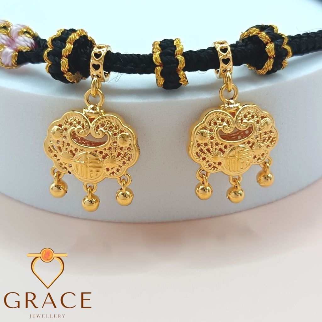 Grace Jewellery GRC000058 Gold 916 Longevity Charm / Emas 916 Loket Longevity / 黄金916平安锁吊坠