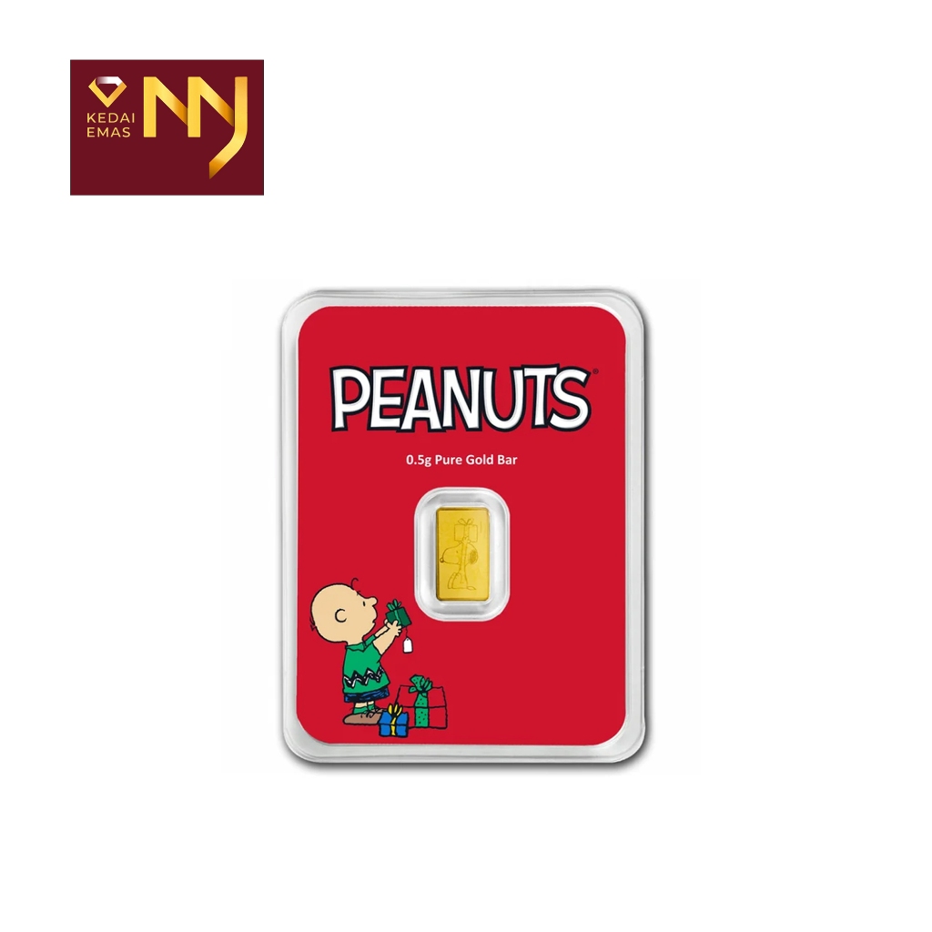 HOLIDAY CHARLIE BROWN & SNOOPY LIMITED EDITION GOLD BAR 0.50G 999.9