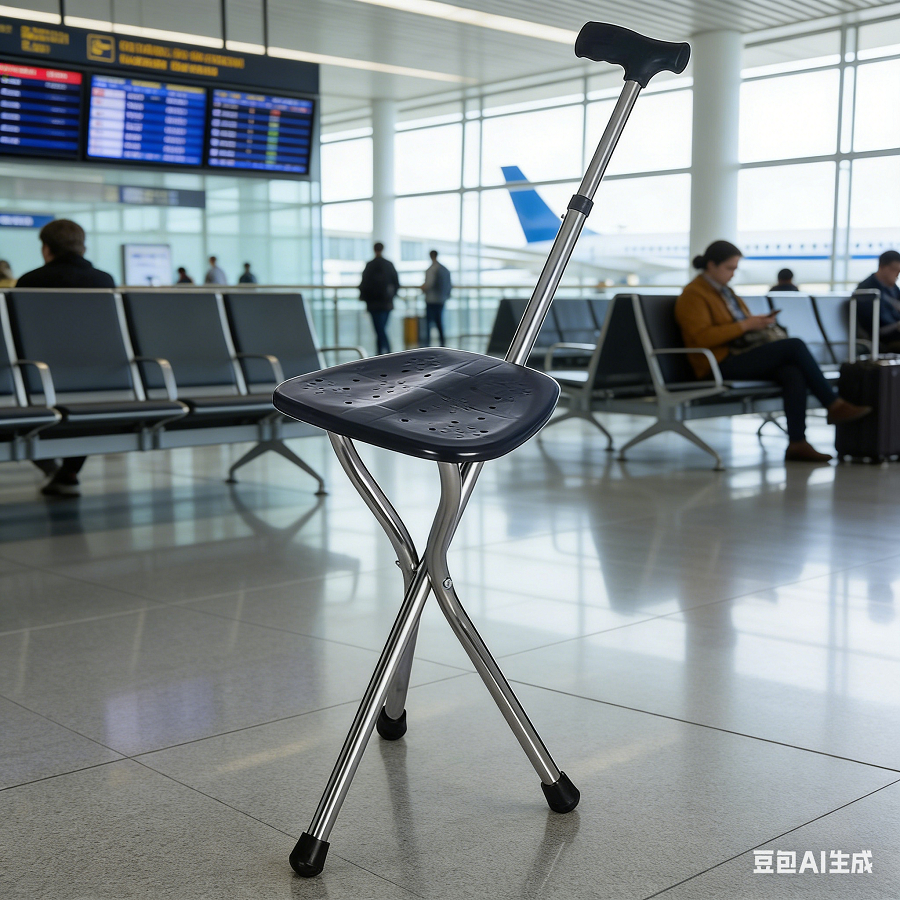 Walking Cane Stool Folding Walking Cane Chair、Foldable walking stick for elderly、tongkat kaki 4、拐杖椅子、tongkat orang tua