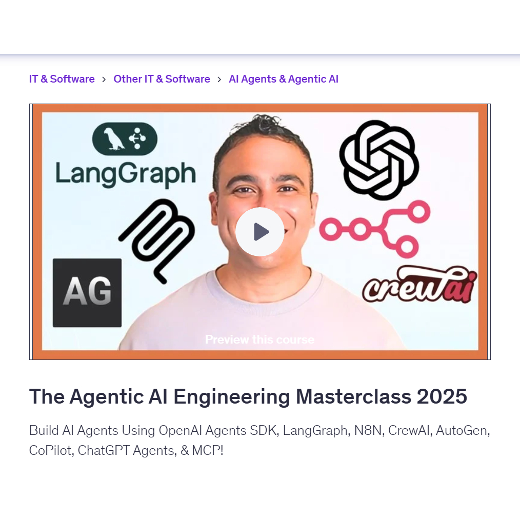 [Ai Video Course]-The Agentic AI Engineering Masterclass 2025 | Learn Ai LLM Video Lessons