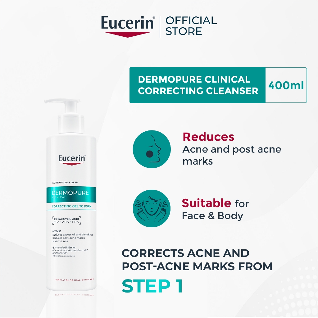 Eucerin Dermopure Clinical Correcting Gel To Foam | Acne Cleanser | Acne Treatment | Acne Skincare | Foam Cleanser