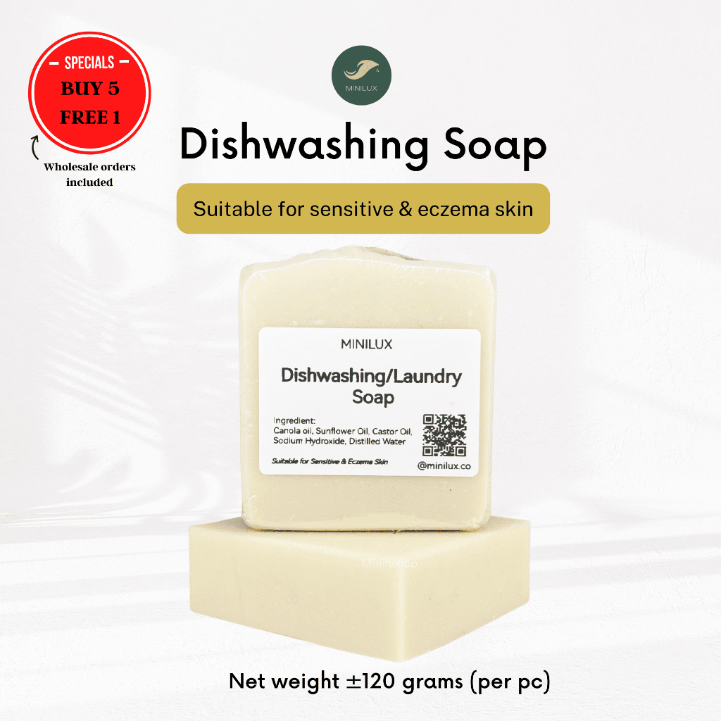 MINILUX Handmade Dishwashing/ Laundry Cold Process Soap | Eco-friendly, Multipurpose & 100% Vegan | Sabun pinggan 120g