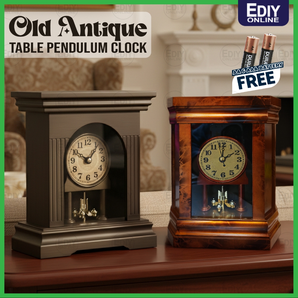Klasik Analog Table Pendulum Clock Home Living Room Ornament Desk Jam Office Jam Tidur Old Antique Retro Bilik 时钟