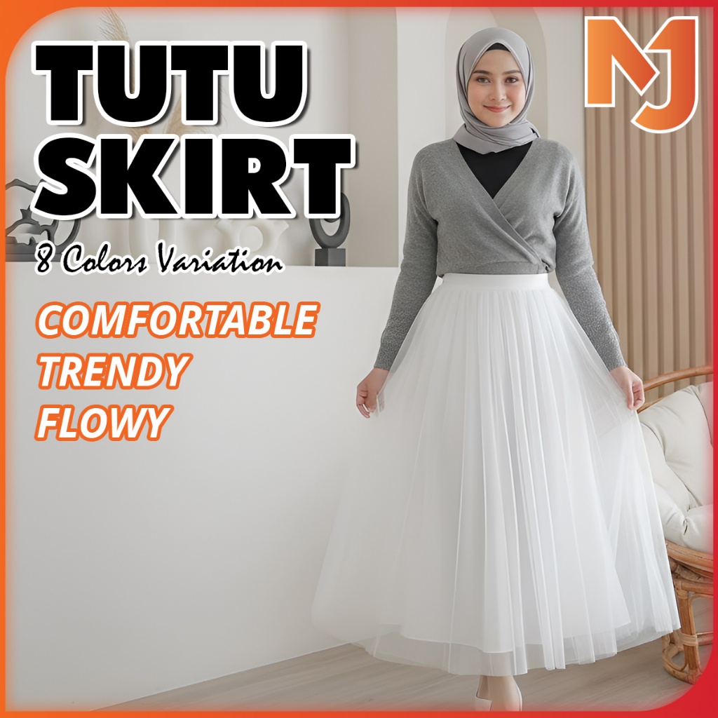 McJoden - PRINCESS (3Layers) Tutu Tulle Skirts Elastic High Waist Long Skirt Women's Tutu Maxi Pleated Skirt