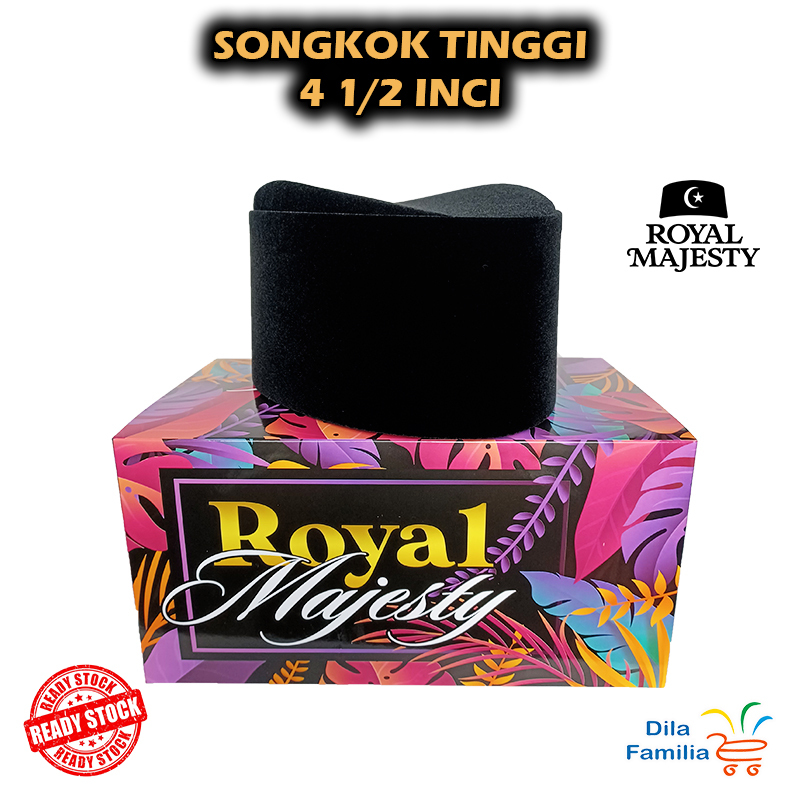 ROYAL MAJESTY Songkok Tinggi 4 1/2 Inci PVC Leather Nikah Raya Murah Baldu Hitam Biasa Dewasa Budak Kanak Kanak Sekolah