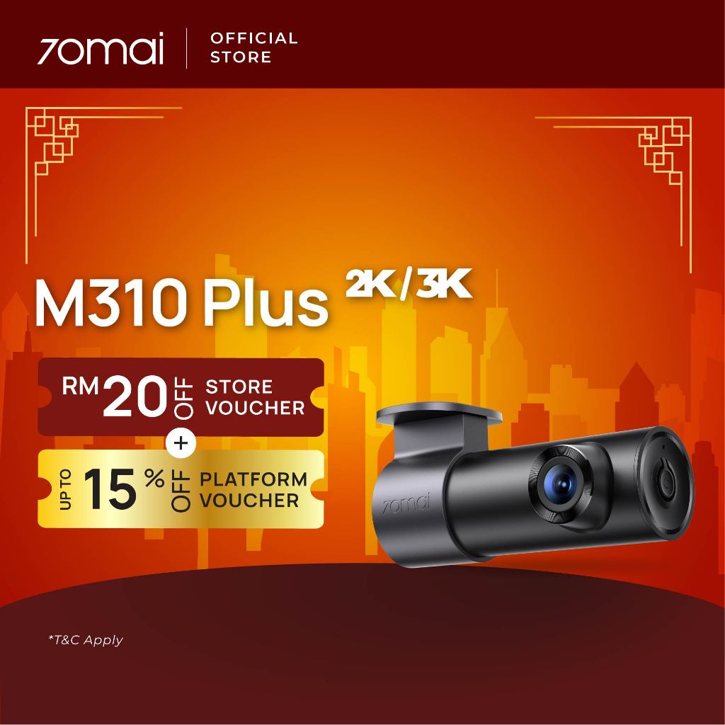 [New] 70mai M310 Plus 2K / 3K Front Dashcam Car Recorder QHD Resolution | Night Vision | Voice & Apps Control