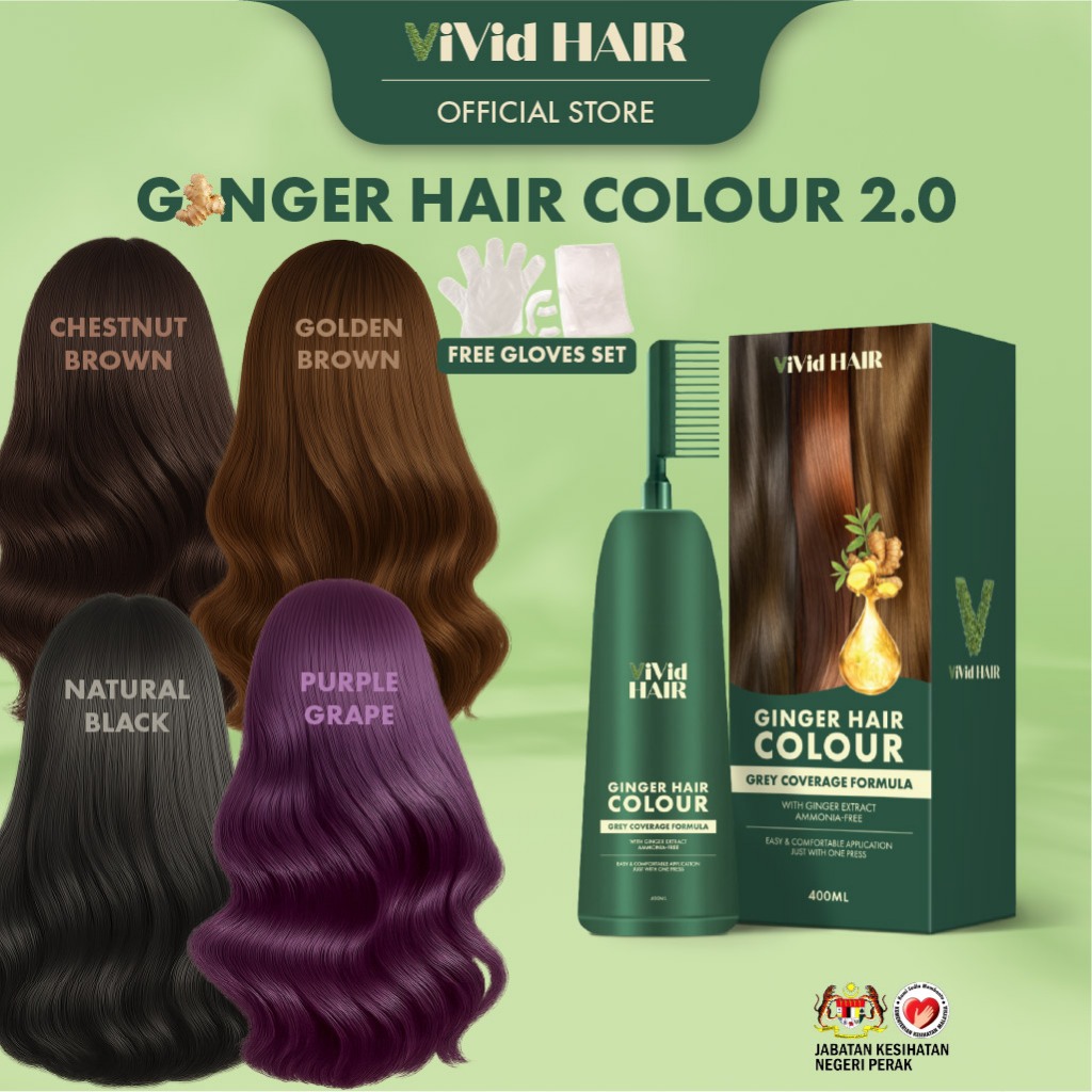 【GINGER HAIR COLOUR】Tutup Uban Hair Dye Telus Air Organic Color Wash Shampoo Sah Solat Cover Grey Fast Hair