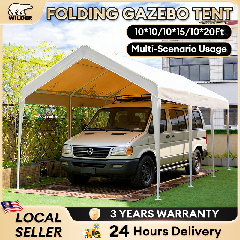 【WTHB】10x10Ft Full Set Outdoor Parking Tent Gazebo Tent Heavy Duty Folding Car Tent Khemah Lipat Bazaar Niaga
