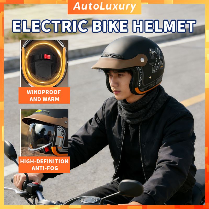 Universal Motorcycle Helmet Half Cut Open Face Impact-Resistant ABS Shell Electric Bicycle Helmet
