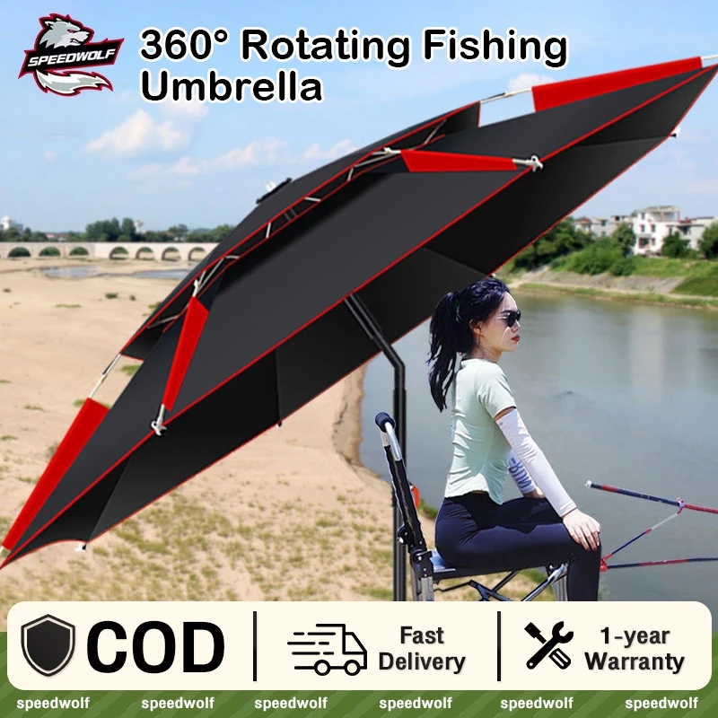 2.6M Outdoor Umbrella Payung Besar Payung Lipat Fishing Umbrella Payung Camping Beach Khemah Camping Umbrella Patio Para