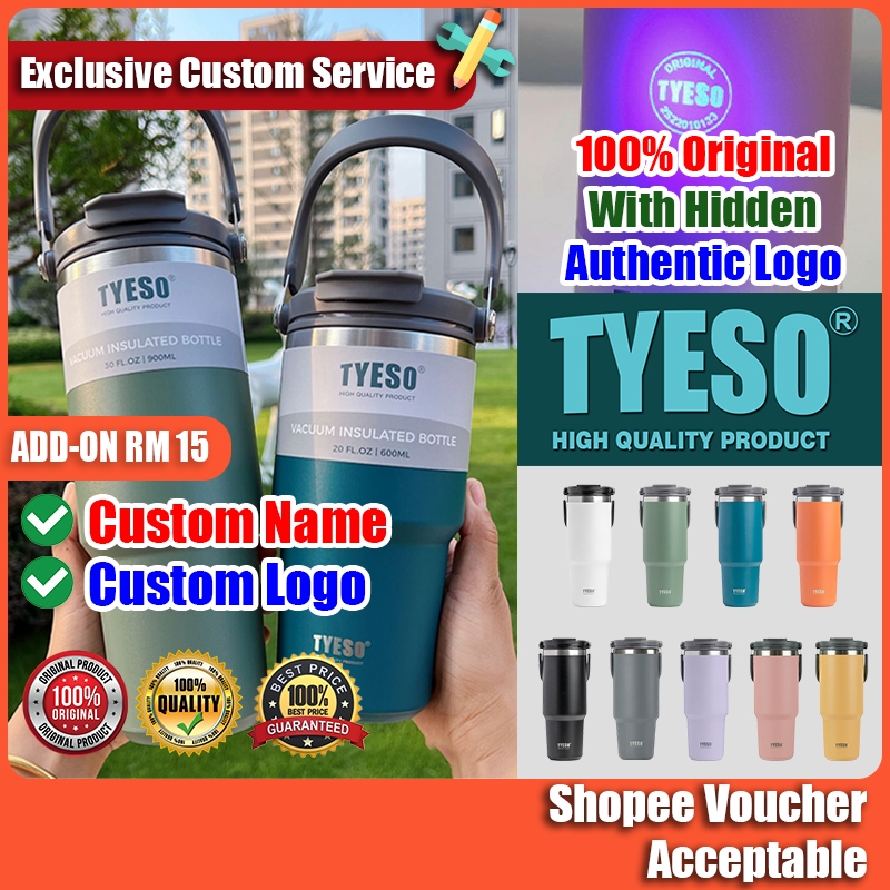 Authorised TYESO Tumbler Cawan Termos Botol Air Dengan Straw & Pemegang Custom Logo Ukir Nama Budak Hadiah