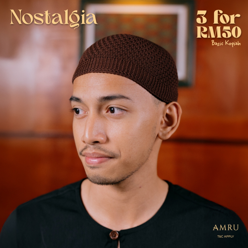 [5 FOR RM50] AMRU Basic Kopiah Free Size Sejuk Breathable Ringan Solat Umrah Haji Hadiah Lelaki