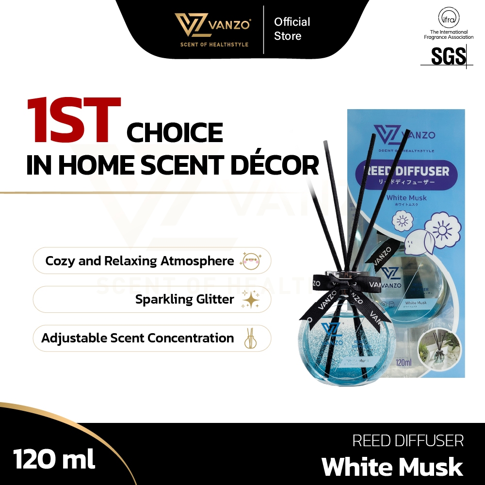 VANZO Reed Diffuser - White Musk (120ml)