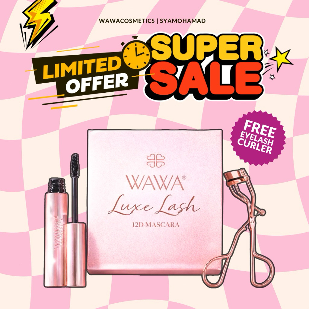 (FG CURLER) WAWA LUXE LASH 12D MASCARA Maskara Makeup Black Eyelashes