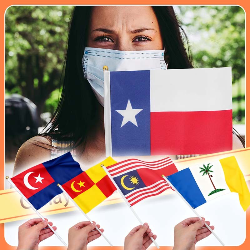 10pcs Hand Held Wave Flag For Support Penang Johor Selangor Kuala Lumpur Events
