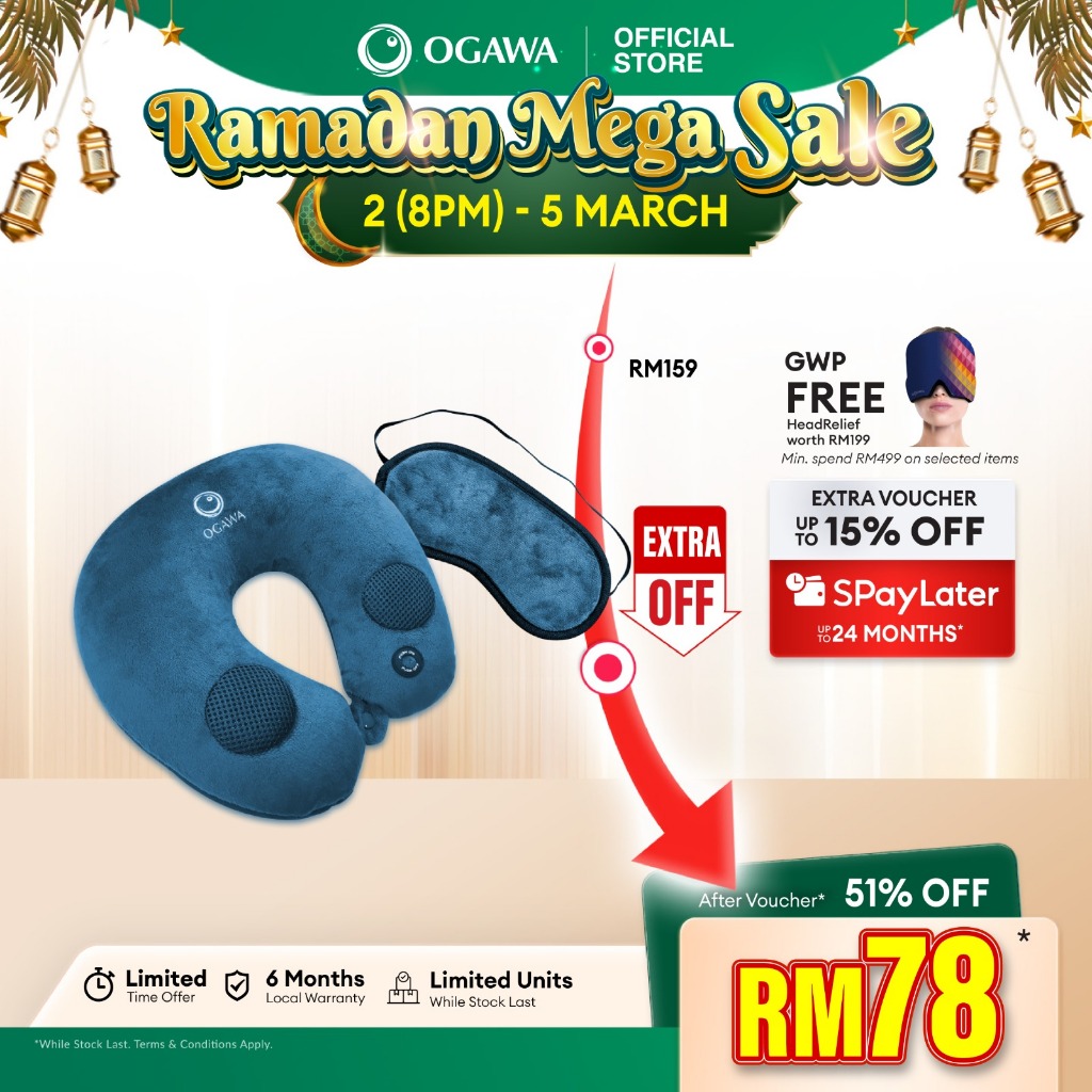 OGAWA Tinkle-X Music Vibration Massage Pillow and Sleep Eye Mask