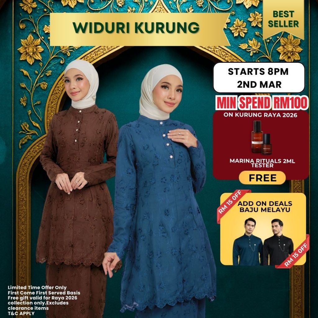 ZOE ARISAH Widuri Kurung Premium Sulam Kebarung Baju Raya 2026 Cotton Embroidery Kayrina Kurung Riau Elegant ZOE ARISSA