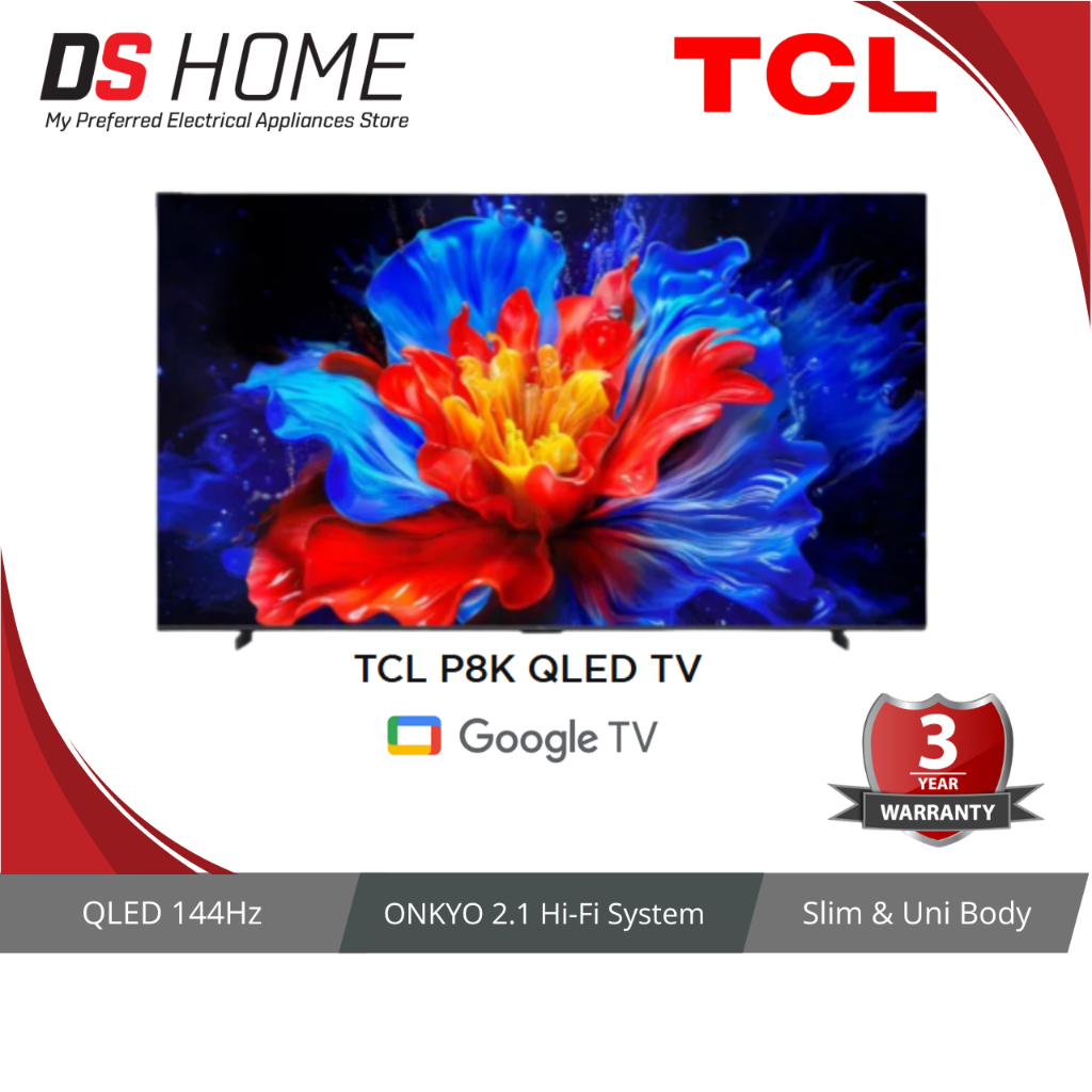 TCL P8L | P8K QLED TV Smart 4K Google TV | P8L QD MiniLED 144Hz Native Refresh Rate