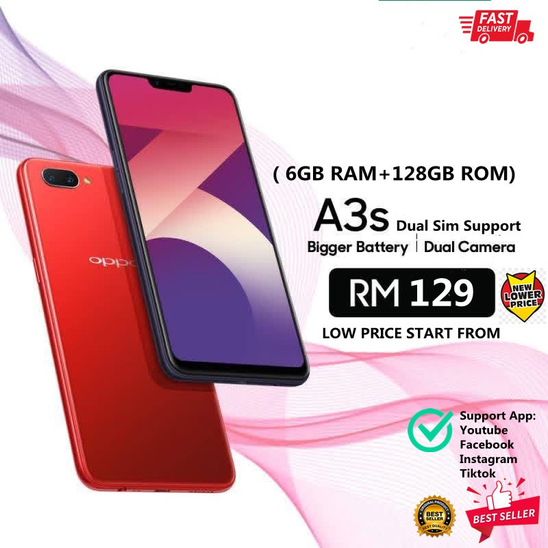 Fast Delivery Paling Murah Oppo A3s Fullsetbox 6GB Ram 128GB Rom Support Youtube Facebook Tiktok