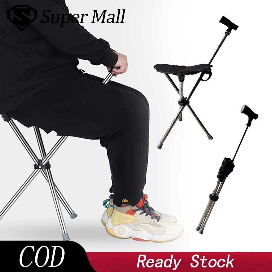 Travel Crutch Chair Tongkat Kerusi Lipat Foldable Stool Portable Crutch Prayer Can Tongkat Boleh Tongkat Boleh Lipat