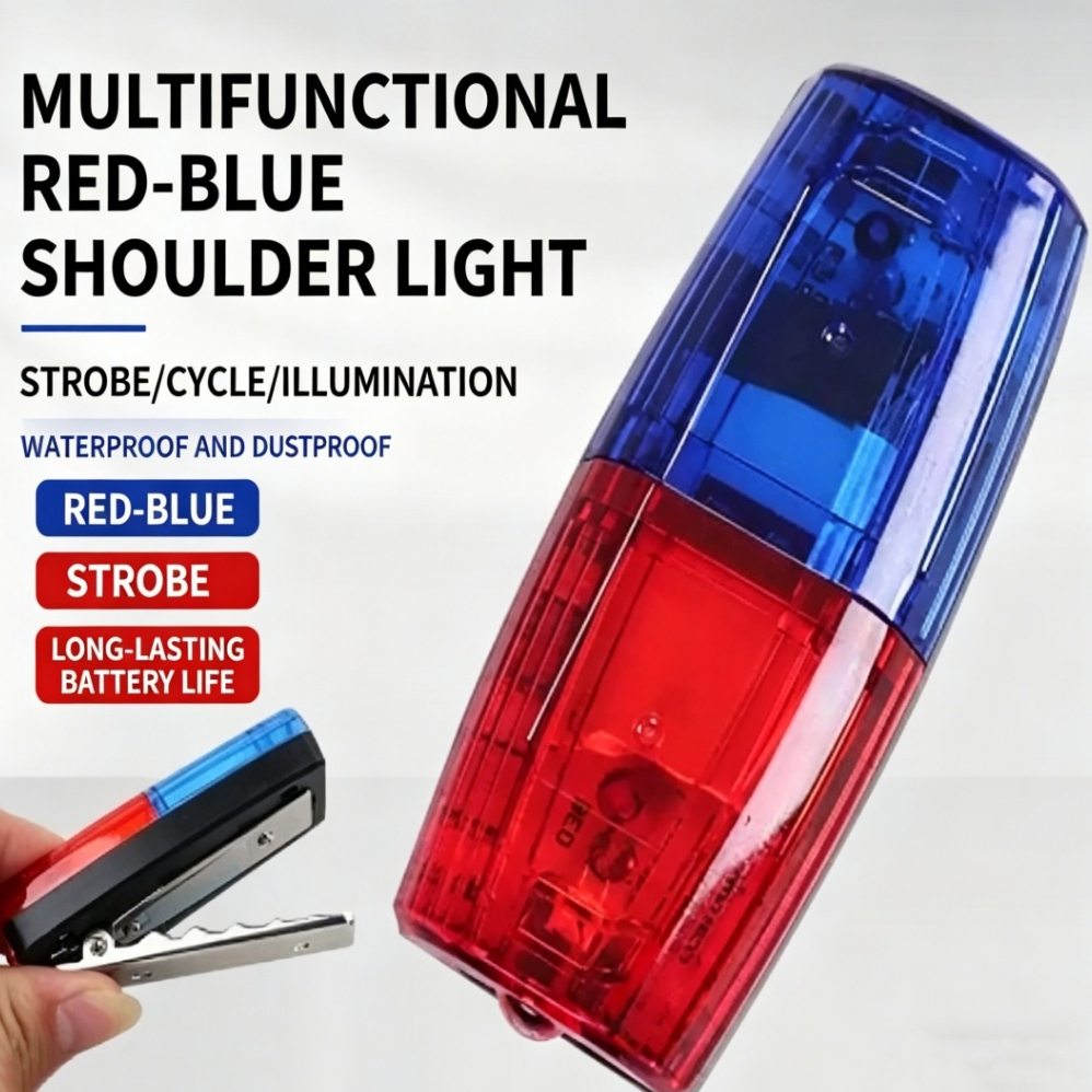 Red Blue LED Shoulder Warning Light USB Rechargeable Strobe Flash Safety Police Clip Light