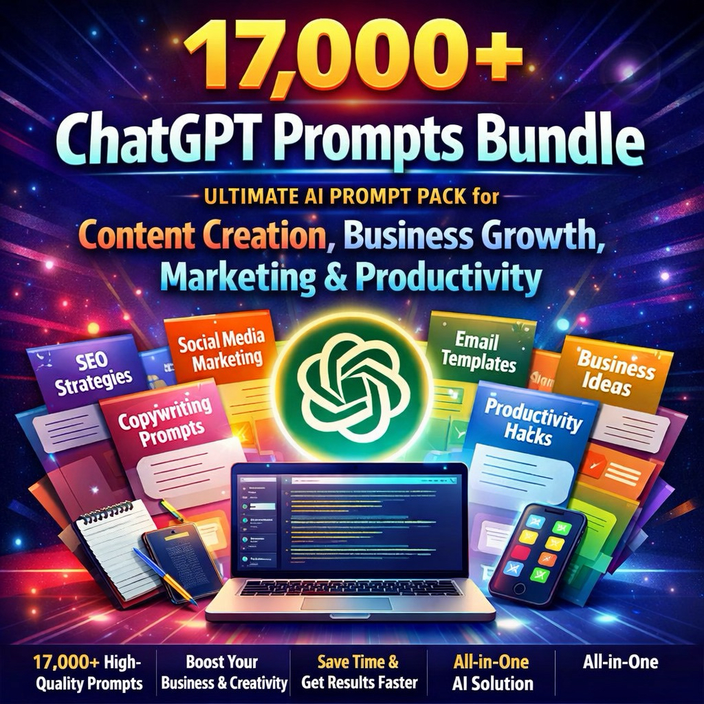 17,000+ ChatGPT Prompts Bundle – Ultimate AI Prompt Pack for Content Creation, Business Growth, Marketing & Productivity