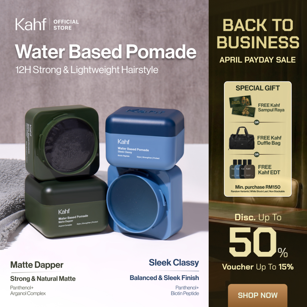 [PAYDAY SALE] Kahf Water Based Pomade -12h Strong Hair Styling Product - Easy Wash Easy Application