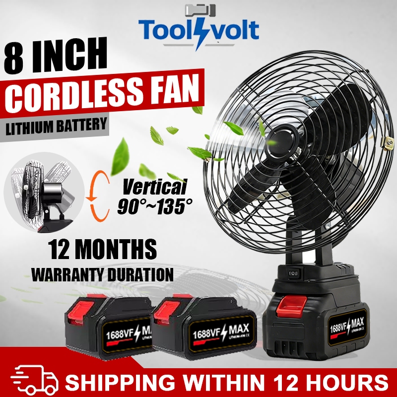 ToolVolt Cordless Fan 8 Inch Portable Fan Rechargeable Fan High Power Outdoor Desktop Cooling Fans Adjustable