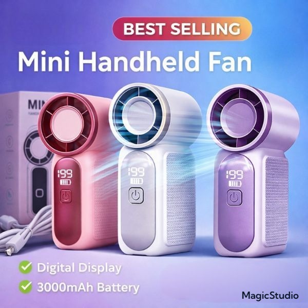 【1PCS】199 Speed MINI Portable Handheld Fan USB Rechargeable Cooling Fan Pocket Fan Outdoor Camping Travel Christmas Gift