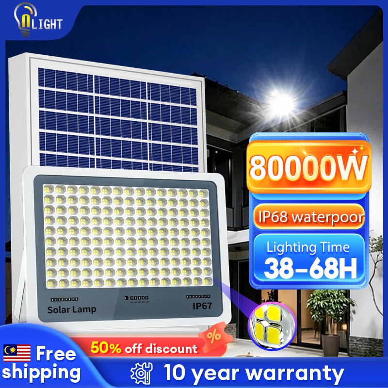 【30-year warranty】Lampu Solar Light Outdoor Lighting 80000W LED Solar Spotlight Intelligent Light IP68 Waterproof