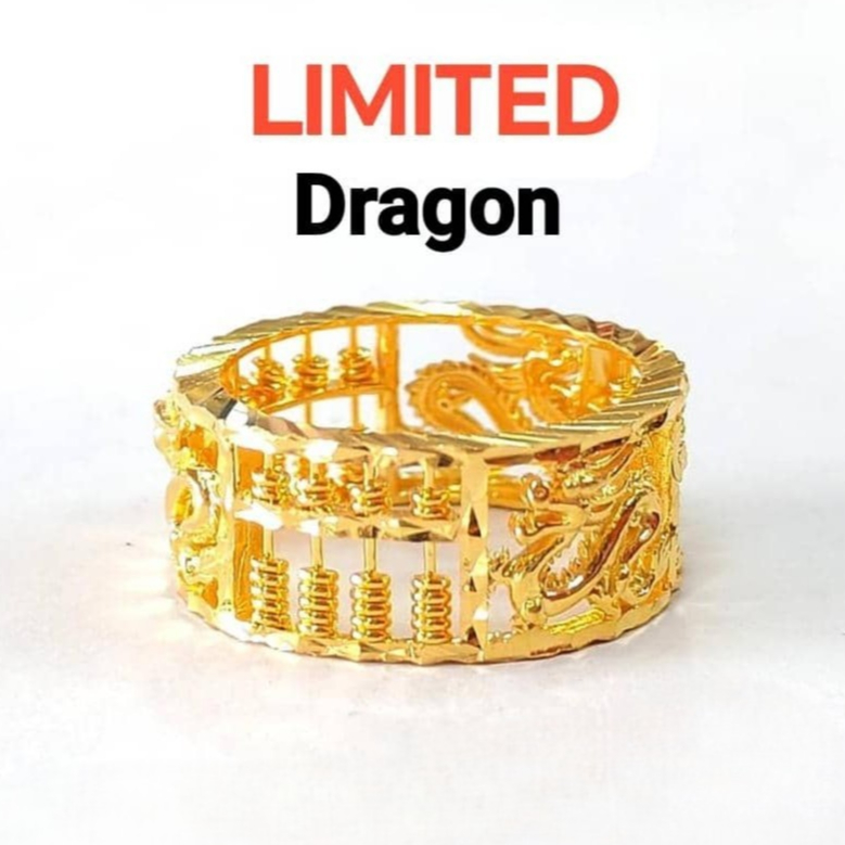 Wing Sing Cincin Sempoa Bulat Naga Dragon Emas 916 / 916 龙算盘戒指 / 916  Gols Full Abacus Round Ring