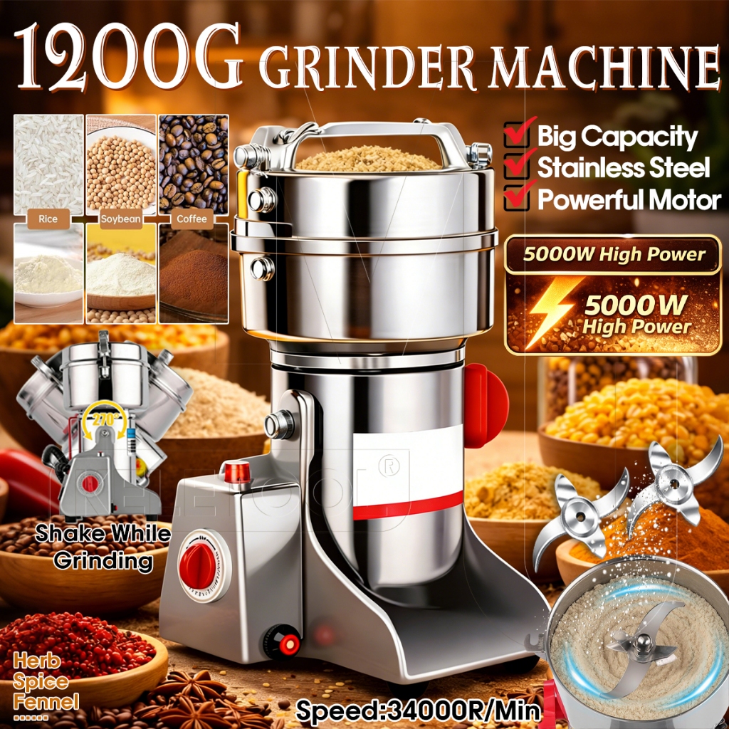 Electric Food Processor Blender Heavy Duty Mesin Kisar Beras Grinder Herb Pengisar Kering Coffee Bean Grinder Machine