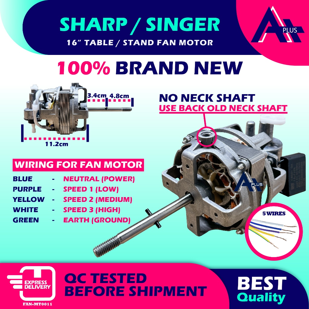SHARP / SINGER 16 INCH 16" TABLE FAN MOTOR / STAND FAN MOTOR MOTOR KIPAS KIPAS MEJA