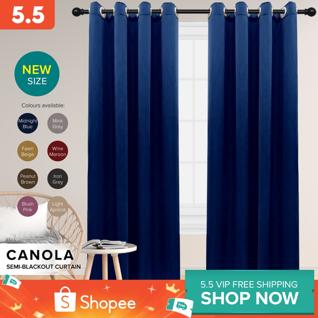 KKBS CURTAIN Canola 80%++ Blackout Curtain Ready Made Hook & Eyelet - Page 1
