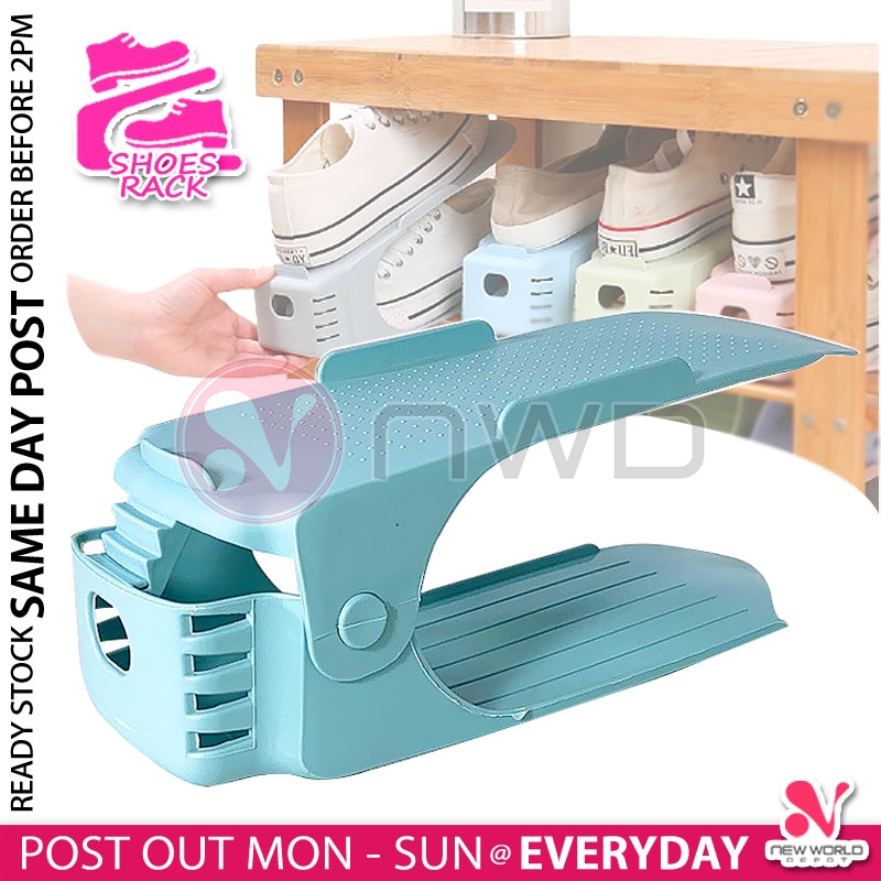 《 》Adjustable Shoes Rack Anti Slip Footwear Holder Space Saving Rak Kasut Berganda 鞋子收纳架 NWD