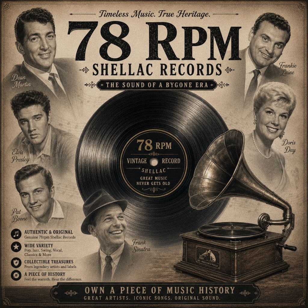 78rpm Shellac Record Piring Batu Collection Antique Vintage Music Classic Song Piring Hitam 黑碟黑胶唱片
