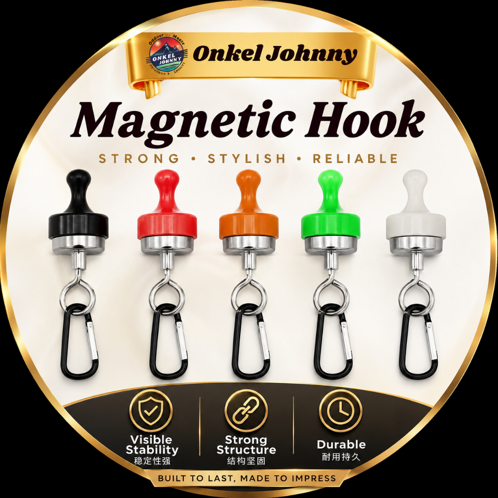 ONKEL CAMP Magnetic Hook with Carabiner - Strong & Versatile (Kait Magnet dengan Carabiner - Kukuh & Serbaguna)