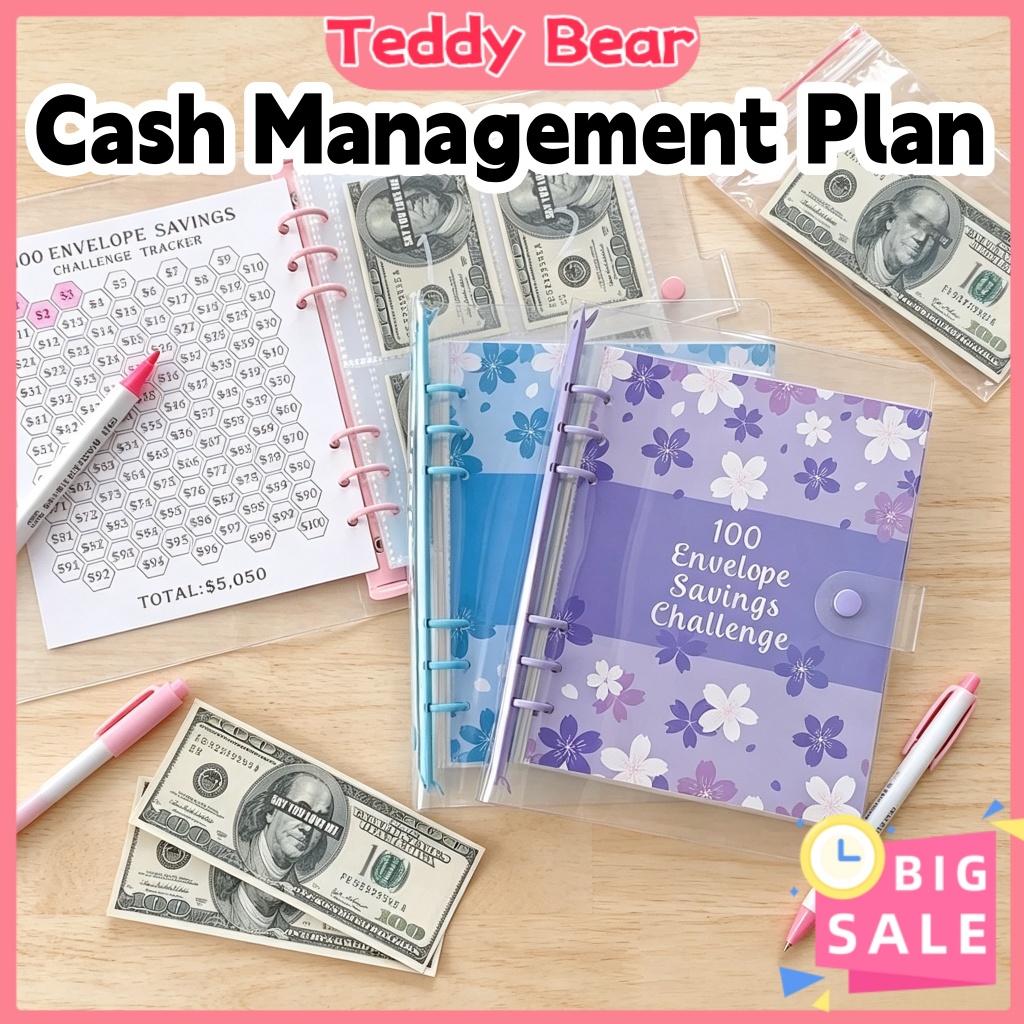 【Local Ready Stock】Reusable 100 Envelopes Money Savings Challenge Binder PVC Mini Money Saving Funny Challenge Notebook