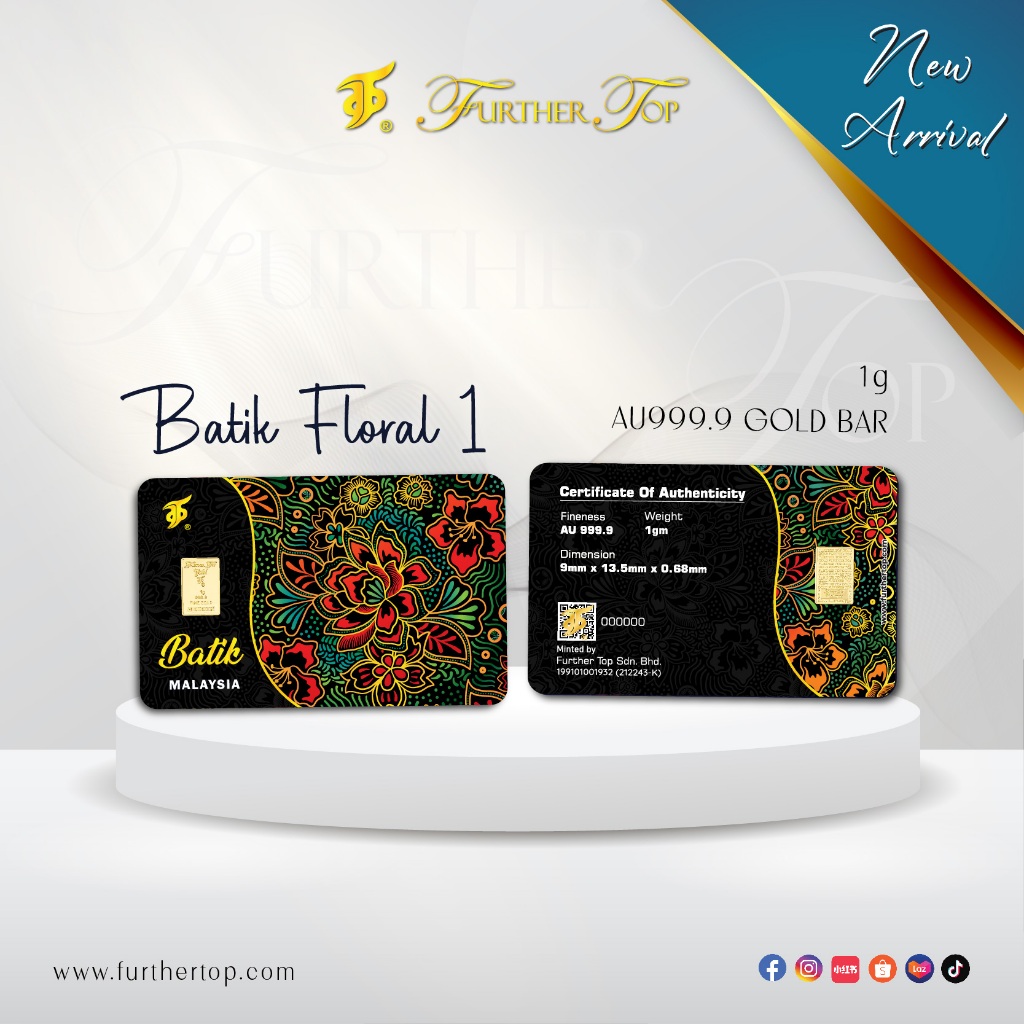 FURTHER TOP 999.9 Gold Bar ( 1g ) - BATIK FLORAL (Emas&hellip;