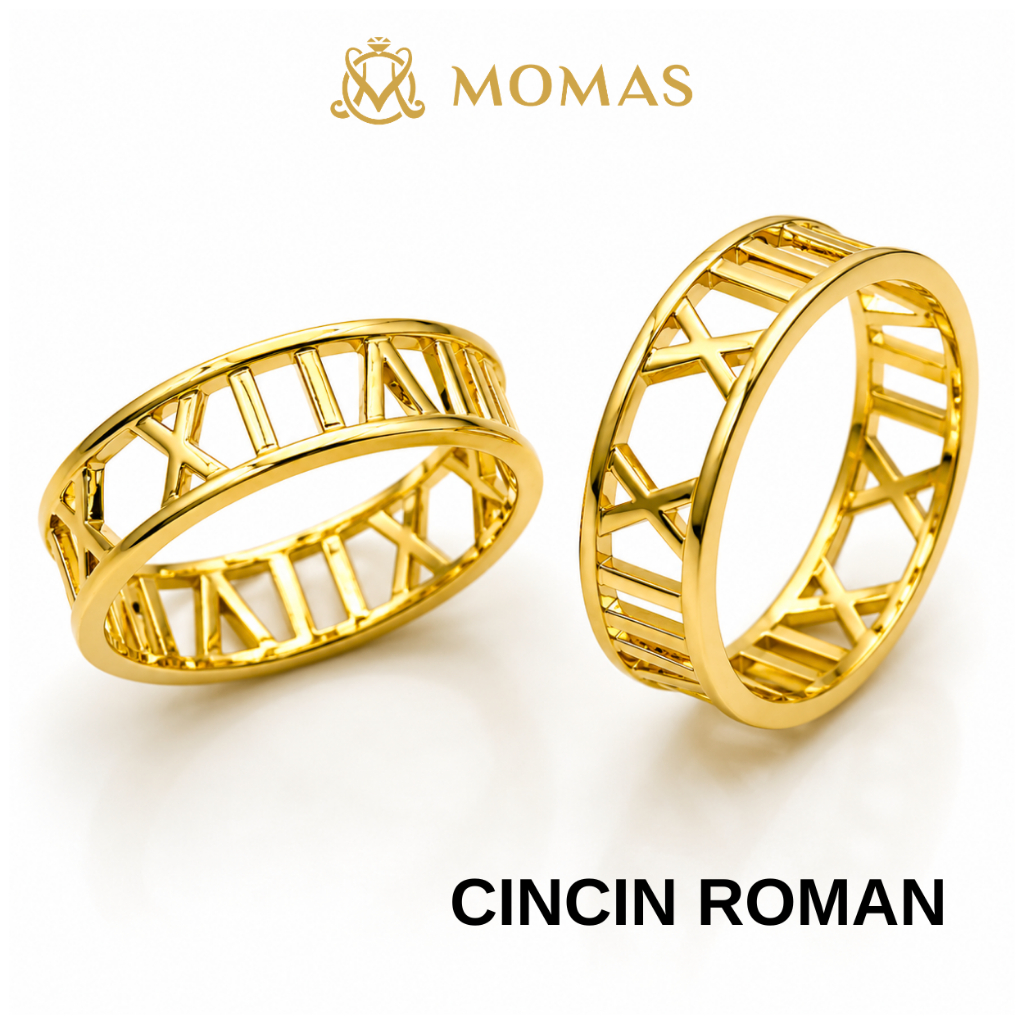 MOMAS CINCIN ROMAN 5D Emas 916 Original Cincin Emas 916 Bajet Cincin Emas 916 Tulen Cincin Emas 916