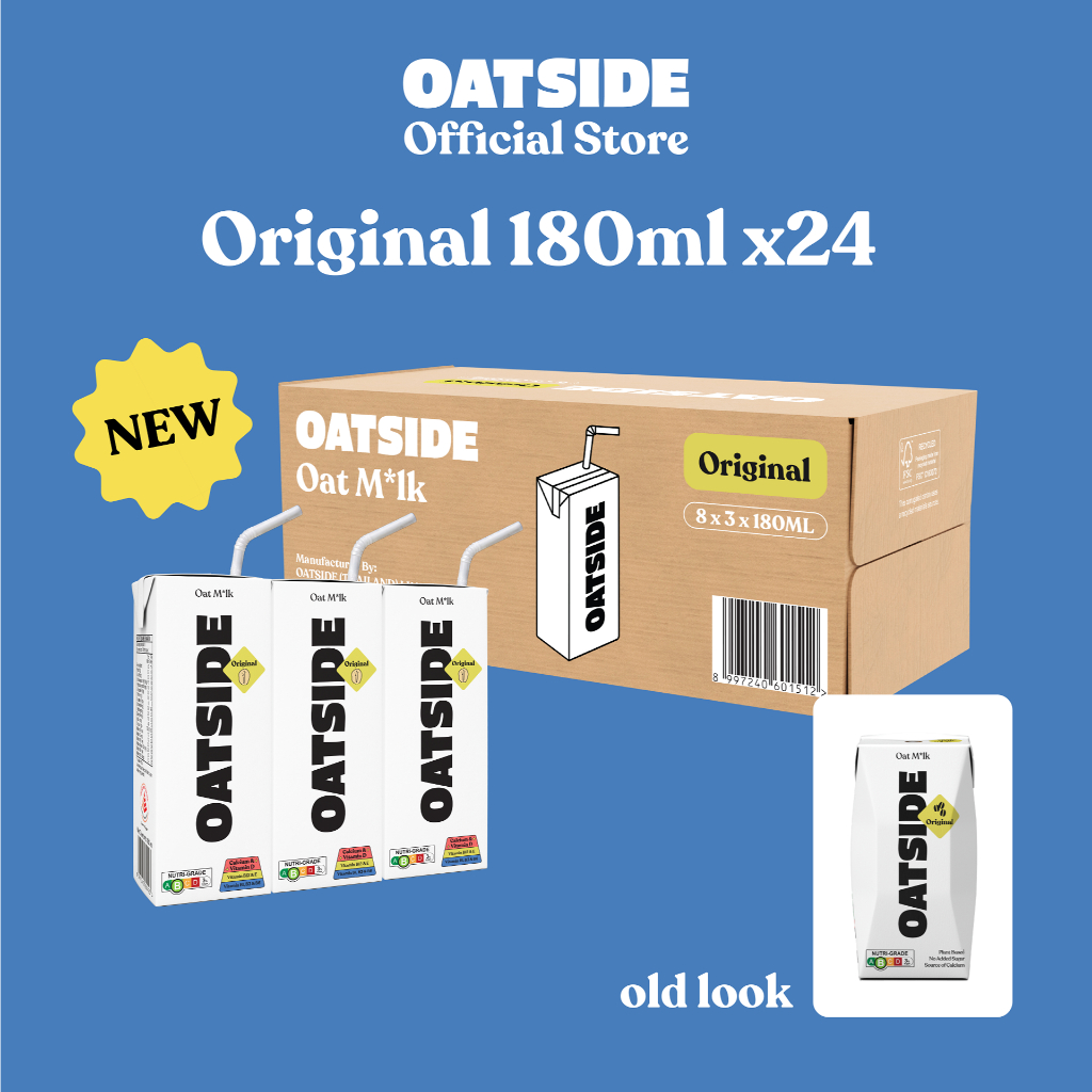 [New] OATSIDE Barista Blend Original Oat Milk 180ml x 24 Straw- Dairy Free, Creamy, Zero Added Sugar
