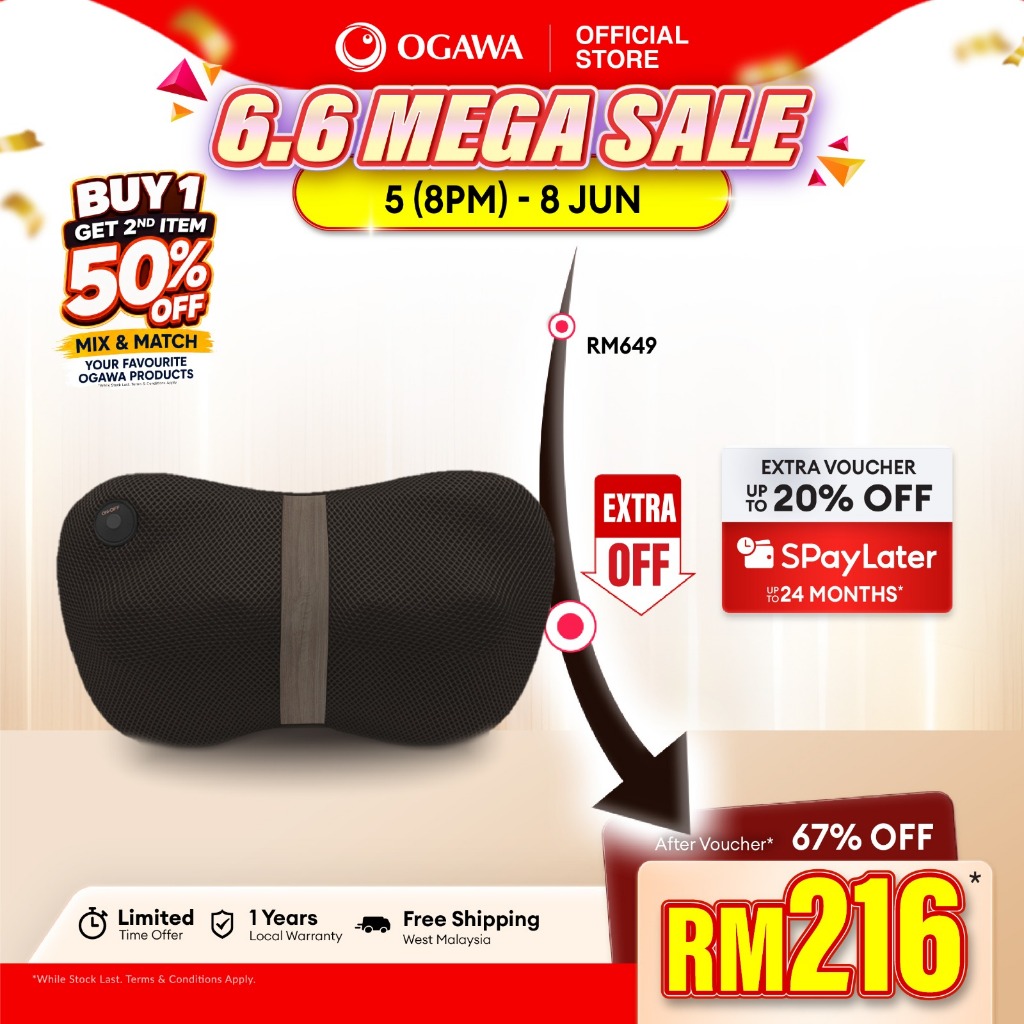 OGAWA Mobile Shiatsu Lite Shiatsu Kneading Massage Pillow