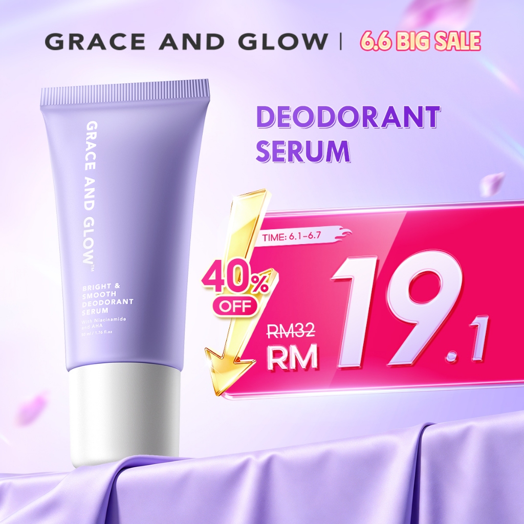 Grace and Glow Deodorant Roll On Serum Brightening Smelly No More Skin Natural Daily Armpit/Ketiak 50ml Pemutih Ketiak